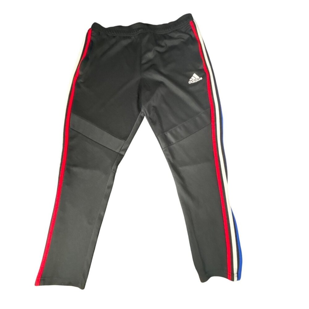 Adida's Men's Black ClimaCool Three Stripe Tricot Track Pants with Ankle Zip XL